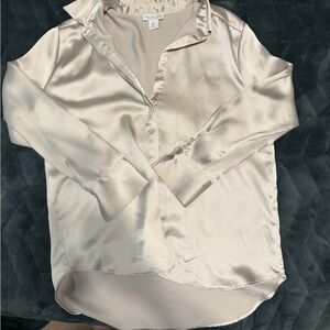 Rachel Zoe Gold Satin Button Down Shirt